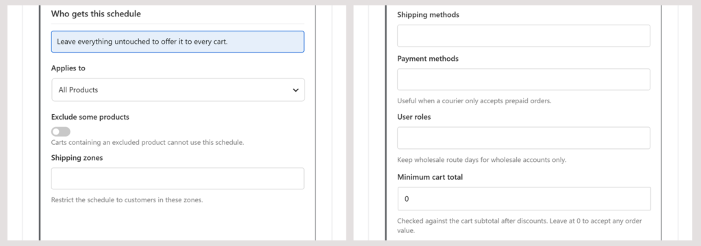 The Who gets this schedule settings of a delivery schedule